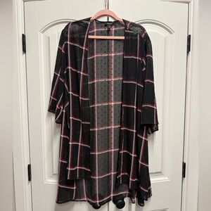 Torrid Black and Red Sheer Plaid Kimono/Cardigan. Size 2
